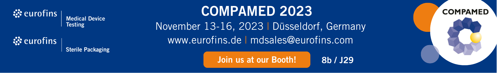 Eurofins, Medical Device Testing + Consulting + Steripac + inpac Medizintechnik, auf der Compamed, 2023 Düsseldorf